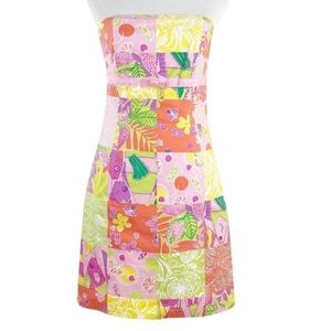 Lilly Pulitzer strapless dress (white label) Chef’s Blend Patchwork- 10